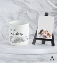 Kişiye Özel Kız Kardeş Temalı Hediye Seti - Kupa Bardak - Ahşap Şovale - Polaroid Fotoğraf