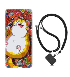 Xiaomi Mi 13 Lite Kılıf Silikon Boyun Askılı İpli Desenli Silikon Tombul Kedi 1739