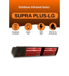 Goldsun Supra Plus 3000 Watt GSS30PLG Düşük Işık Kumandalı Suya Dayanıklı Elektrikli İnfrared Isıtıcı-Siyah