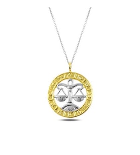 Gümüş Gold Terazi Burcu Kolye
