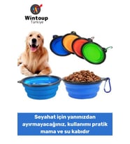 Dayanıklı Silikon Hijyenik Kedi Köpek Akordeon Katlanabilir Askı Aparatlı Evcil Hayvan Mama Su Kabı