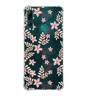 PrintiFy Huawei Y9 Prime 2019 Uyumlu Köşe Korumalı Floral Kırmızı Tasarımlı Şeffaf Silikon Kılıf