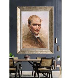 Gümüş Çerçeveli Atatürk Tablo za256