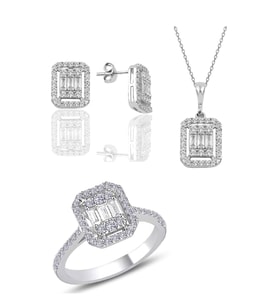 Söğütlü Silver Gümüş baget taşlı üçlü set