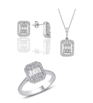 Söğütlü Silver Gümüş baget taşlı üçlü set