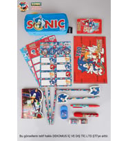 LİSANSLI SONIC 19 PARÇA KIRTASİYE SETİ İLE KALEM ÇANTASI (Mavi)