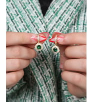 Zümrüt Gümüş Küpe, 925 Ayar Gümüş Küpe, Emerald Gümüş Küpe, Yeşil Taşlı Küpe, Zirkon Taş Küpe, Hediye Küpe, Yeşil Küpe