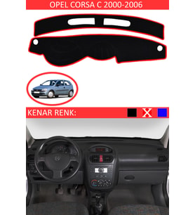Opel Corsa C 2000-2006 İçin Uygun Torpido Koruma Halısı Siyah Kenar Renk Kırmızı