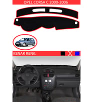 Opel Corsa C 2000-2006 İçin Uygun Torpido Koruma Halısı Siyah Kenar Renk Kırmızı