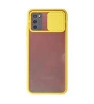 Samsung Galaxy A02s Kılıf Palm Buzlu Kamera Sürgülü Silikon - Sarı