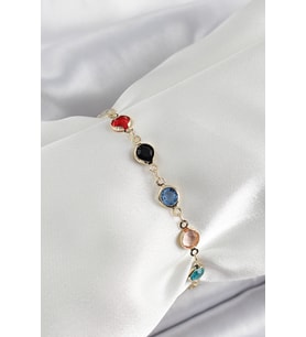 Pirinç Asorti Model Gold Renk Zirkon Taşlı Kadın Bileklik TJ-BB7039