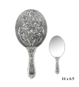 Gümüş 925 Ayar Gül Desenli El Aynası
