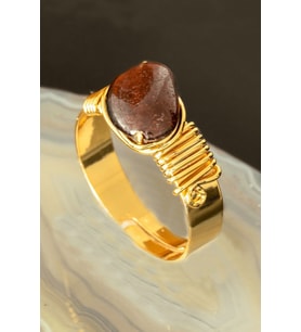 Sertifikalı Kalın Tımbıl Model Lal - Granat - Garnet Taşı Yüzük - Ayarlamalı (Çok Renkli)