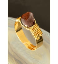 Sertifikalı Kalın Tımbıl Model Lal - Granat - Garnet Taşı Yüzük - Ayarlamalı (Çok Renkli)
