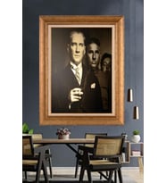 Altın Varaklı Çerçeveli Paspartulu Atatürk Tablo DC1263 (Gold)