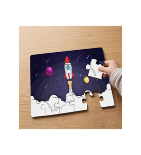 Gökyüzündeki Uzay Gemisi Tasarımlı 24 Parça Ahşap Çocuk Puzzle MPK0985
