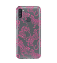 Samsung Galaxy M21 Uyumlu Pembe Leopar Desenli Şeffaf Telefon Kılıfı
