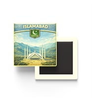 Retro Pakistan İslamabad Şehri Temalı Vintage Buzdolap Magneti – 9x9 cm