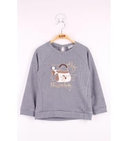 Toontoy Kız Çocuk Çanta Nakışlı Sweatshirt (Antrasit)