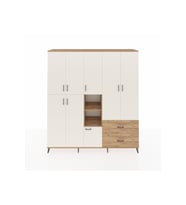 Hyperion Dolap 12 Raflı 2 Çekmeceli Tek Askılı 220x44x243 Çam-Aytaşı/Çam