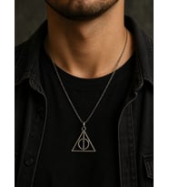 Harry Potter Ölüm Yadigarı Sembollü Antik Görünümlü Üçgen Kolye