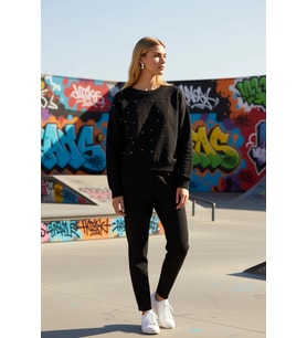 Kadın Bisiklet Yaka Düşük Kol Regular Örme Sweatshirt Fonksiyonel Dayanıklı Kaliteli Rahat