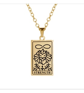 Altın Kaplama Strength Tarot Gümüş Kolye