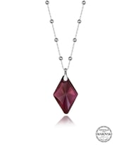 Swarovski Crystal Kadın Ametist Karo Gümüş Kolye