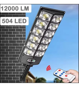 SOLAR 12000 LÜMEN 504 LED HAREKET SENSÖRLÜ KUMANDALI BAHÇE SOKAK GARAJ EV AYDINLATMA LAMBASI IŞIK