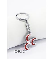 Kırmızı Hilal Üçlü Metal Anahtarlık, Hediyelik Çanta Süsü