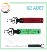 Biker Stiline Özel, İsim Plaka ve B- Kan Grubu Yazılı Anlamlı Motor x2 Anahtarlık, Kırmızı-Mavi-Syh