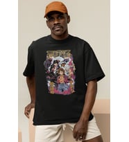 One Piece Monkey D. Luffy Roronoa Zoro Baskılı Unisex Oversize Anime Dizi Karakterler Tişört