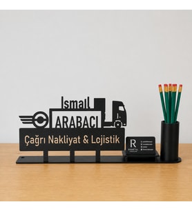 Nakliyat Lojistik Masa İsimliği - Kişiye Özel, Mesleklere Özel İsimlik - Metal Ofis İsimliği, Kalemlik ve Kartlık Seti- Yeni İş, Terfi Hediyesi