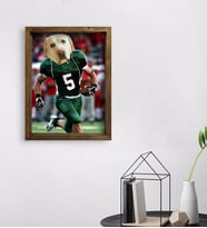 Evcil Dostlara Özel Amerikan Futbolcusu Tasarımlı Portre Doğal Masif Ahşap Çerçeveli Tablo 45x65cm-2