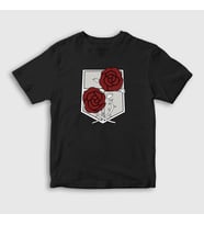 Presmono Unisex Çocuk Siyah Garrison V2 Anime Attack On Titan T-Shirt 123542tt