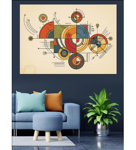 Geometrik Modern Sanat Renkli Tasarım Dekoratif Kanvas - Mdf Ahşap Tablo
