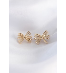 Pirinç Gold Renk Fiyonk Küpe TJ-BKP8930