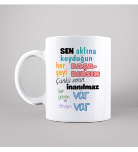 Aklına Koyduğunu Başarırsın Tasarımlı Kupa