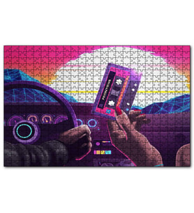 Cakapuzzle 80ler Arabada Teyp Kasedi  Puzzle Yapboz MDF (Ahşap) (120 Parça)