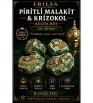 Sertifikalı Piritli Malakit Krizokol Doğal Taş Kütle 20-40 mm - Küçük Boy Ham Koleksiyonluk Parça
