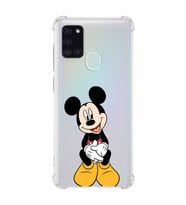 Samsung Galaxy A21s   Köşe Korumalı Antişok Kapak Mickey Mouse Tasarımlı Şeffaf  Kılıf