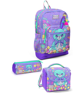 Kids Milka Şeker Ayıcık Desenli Desenli 3’lü Okul Çanta Seti SET0133205