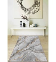 Gri Mermer Görünümlü Kaymaz Tabanlı Dekoratif Halı RV119 - 100 x 160 cm