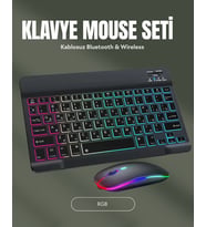 RGB Aydınlatmalı Şarjlı Kablosuz Klavye ve Mouse Seti – Modern ve Kompakt Tasarım