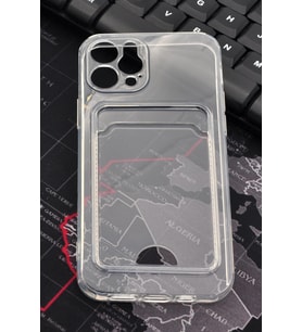 iPhone 12 Uyumlu Kredi Kartlıklı Şeffaf Kılıf Kamera Korumalı (Renksiz)