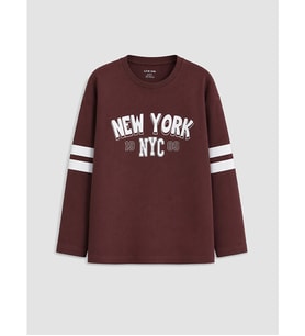 LCW Kids Bordo Baskılı Erkek Çocuk Tişört