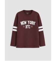 LCW Kids Bordo Baskılı Erkek Çocuk Tişört