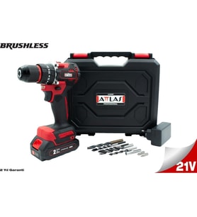 Atb 21 BLPD-201C 21V 2.0AH Tek Akülü Kömürsüz Darbeli Matkap L-Boxx Çantalı + 8 Parça Uç Seti