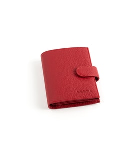 Hakiki Deri Bozuk Para Bölmeli Fermuarlı Lüks Unisex Cüzdan (Kırmızı)