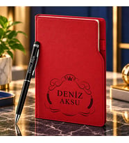 BK Gift Kişiye Özel 374 Termo Deri Tarihli Ajanda & Siyah Touch Pen Tükenmez Kalem-7